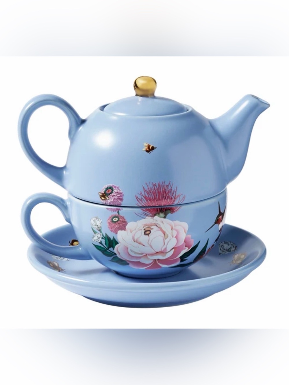 Bridgerton x Sue Tsai Teapot for One Tea Set‎ Blue Floral Hummingbird - Picture 2 of 8